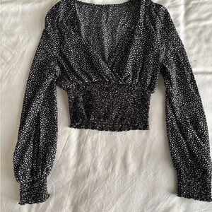 Black and White Polka Dot Women's Top